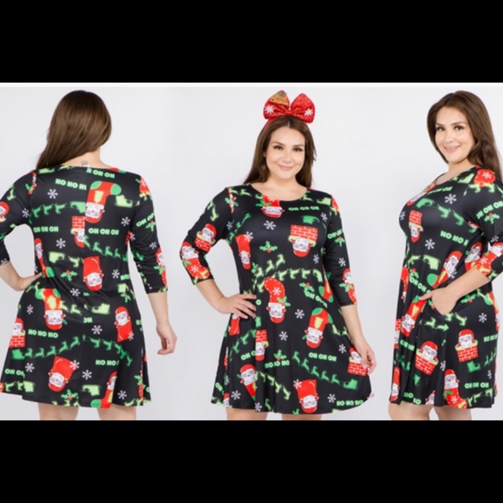 Style Clad Christmas Dress with pockets & free Headband